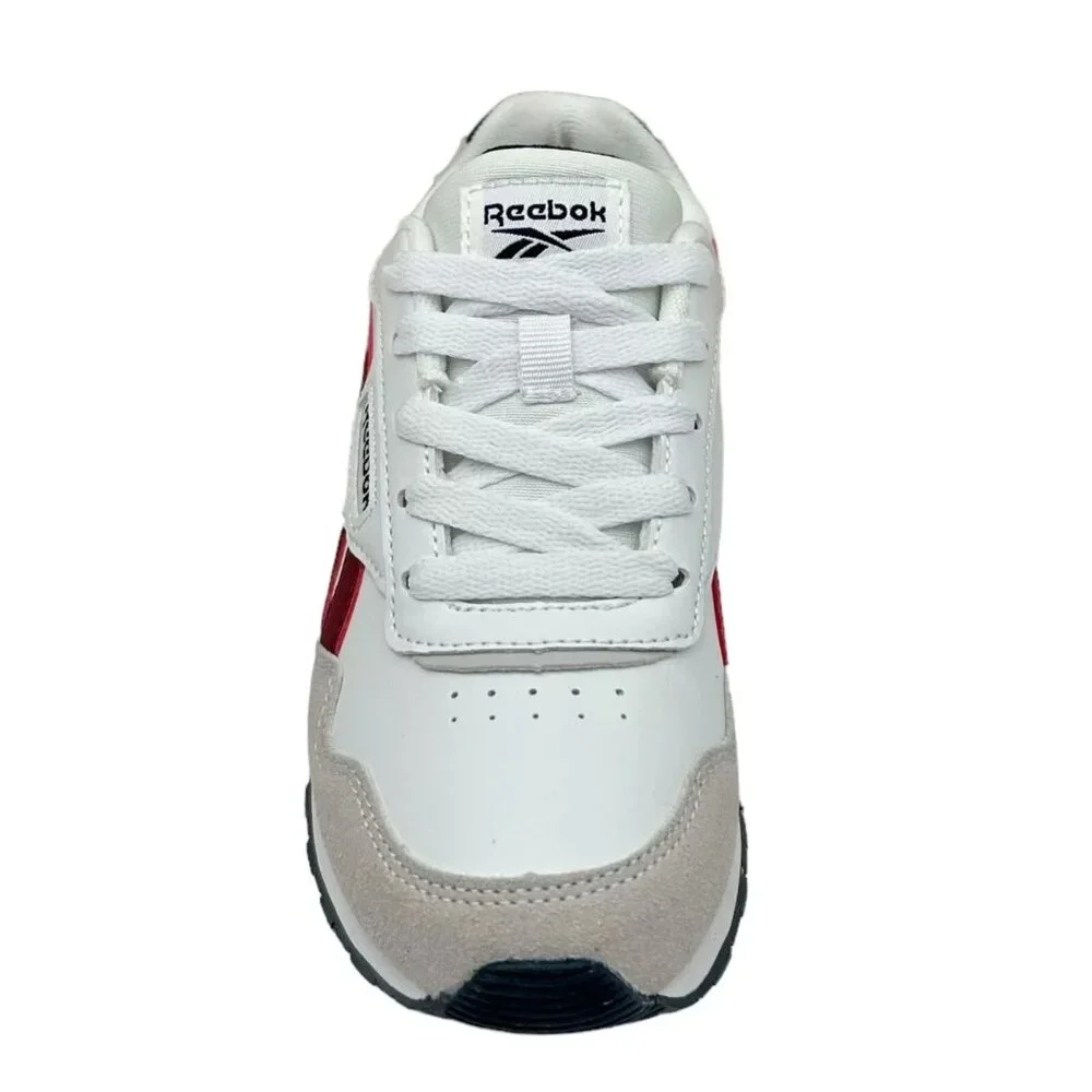 Reebok Youth Boys/Girls Sneaker Size 2 White/Wine/Beige‎ Cushioned Lace up Shoes